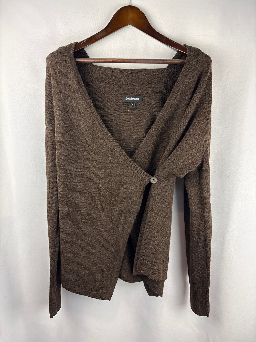 Women’s Betabrand L/XL Chocolate Brown Wrap Cardigan